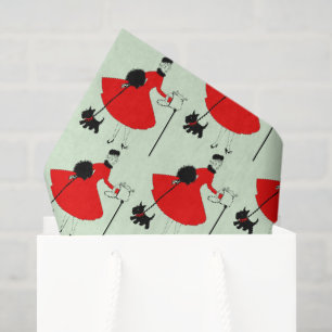 1950 Vintage Christmas Lady with Dog Wrapping Pape Tissue Paper