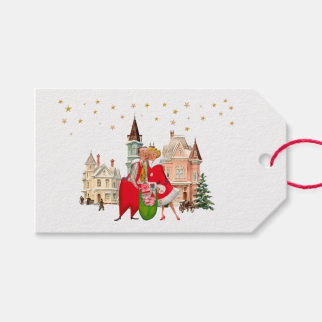 1950 Vintage Couple  Gift Tags (Front (Horizontal))