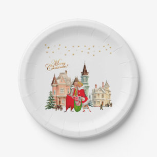 1950 Vintage Couple Merry Christmas Paper Plate