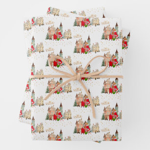 1950 Vintage Couple Merry Christmas Wrapping Paper Sheet