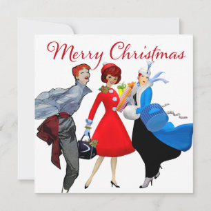 1950 Vintage Ladies Christmas Greetings Card