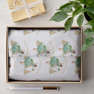 1950 Vintage Lady Christmas Greetings Tissue Paper