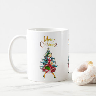 1950 Vintage Lady Christmas Shopping Coffee Mug