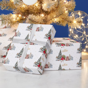 1950 Vintage Lady Christmas Shopping Wrapping Paper