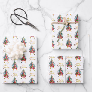 1950 Vintage Lady Christmas Shopping Wrapping Paper Sheet