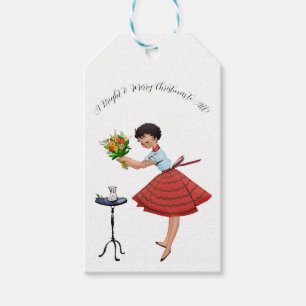 1950 Vintage Lady with Flowers Gift Tags