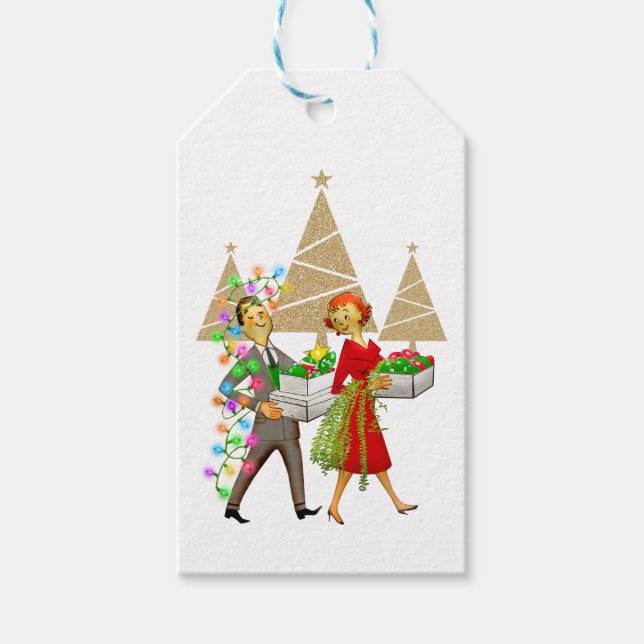 1950 Vintage Man and Woman Couple Gift Tags (Front)