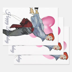 1950 Vintage Woman in Gray Blouse Wrapping Paper Sheet