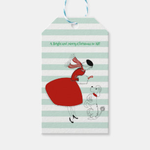 1950 Vintage Woman with Christmas Greetings Gift Tags