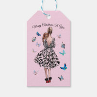 1950 Woman with Butterflies Christmas Greeting