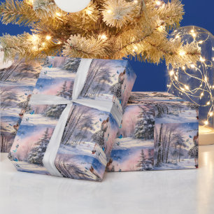 1950 Woman with Butterflies Christmas Greeting Wrapping Paper