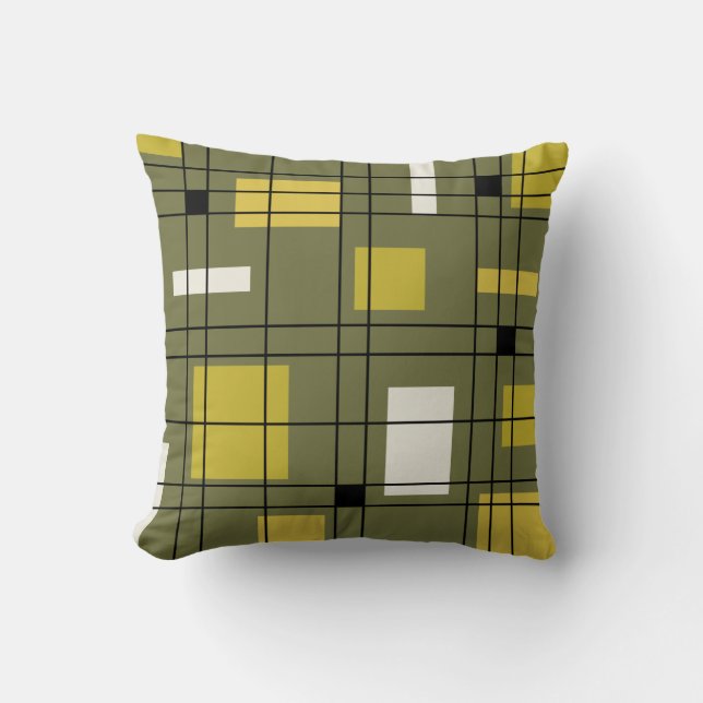 1950's Abstract Art Avocado Green Cushion (Front)