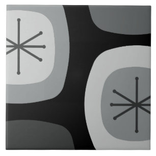 1950s Abstract Art Dark Grey Tile