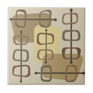 1950s Abstract Art Hollow Rocks Beige Tile