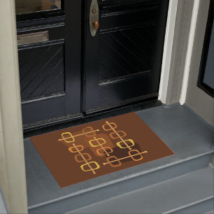 1950s Abstract Art Hollow Rocks Brown Doormat