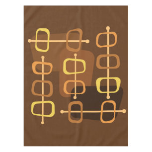 1950s Abstract Art Hollow Rocks Brown Tablecloth