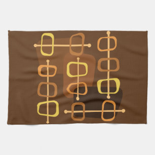 1950s Abstract Art Hollow Rocks Brown Tea Towel