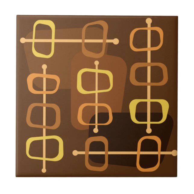 1950s Abstract Art Hollow Rocks Brown Tile (Front)