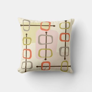 1950s Abstract Art Hollow Rocks Chartreuse Green Cushion