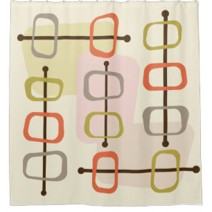 1950s Abstract Art Hollow Rocks Chartreuse Green Shower Curtain