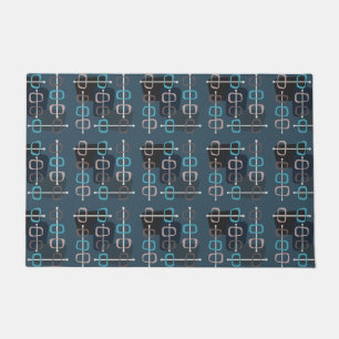 1950s Abstract Art Hollow Rocks Teal Doormat