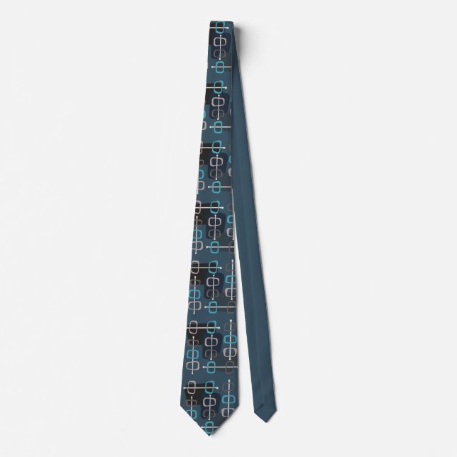 1950s Abstract Art Hollow Rocks Teal Tie (Front)