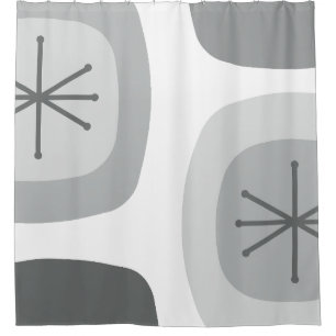 1950s Abstract Art Light Grey Shower Curtain