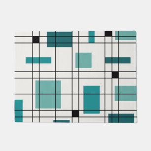 1950's Abstract Art Teal Doormat