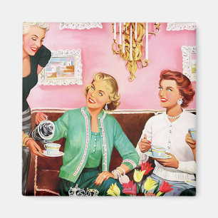 1950's Afternoon Tea Square Magnet