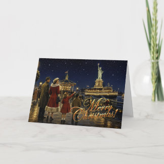 1950s American Christmas Statue of Liberty Holiday Card