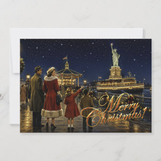 1950s American Christmas Statue of Liberty Holiday Card
