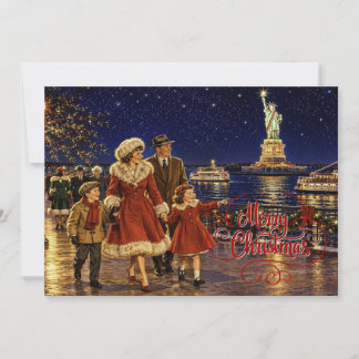 1950s American Christmas Statue of Liberty No. 2 Holiday Card