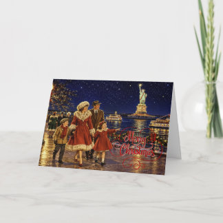 1950s American Christmas Statue of Liberty No. 2 Holiday Card