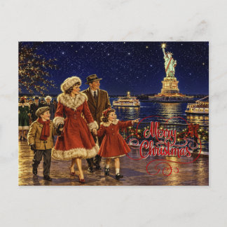 1950s American Christmas Statue of Liberty No. 2 Holiday Postcard