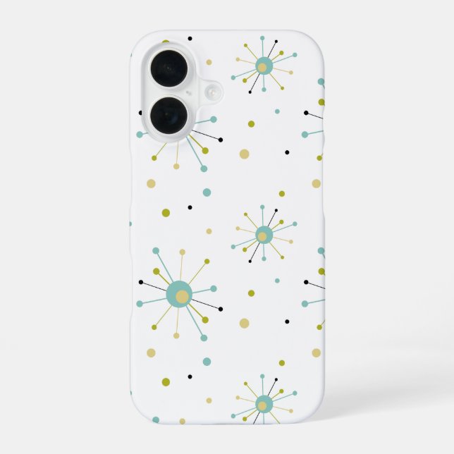 1950s Atomic Age Starburst Mid Century Modern iPhone 16 Case (Back)