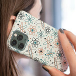 1950s Atomic Era Space Age Mid-century Pattern iPhone 16 Case<br><div class="desc">A funky atomic age mid century pattern phone case,  featuring retro mcm space shapes in orange,  teal blue,  and black,  on a light cream background. Is perfect for a retro modernism feel.</div>