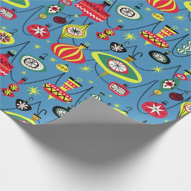 1950s Atomic Mid-Century Modern Christmas Wrapping Paper (Corner)