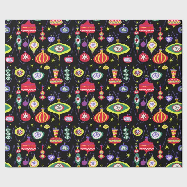 1950s Atomic Mid-Century Modern Christmas Wrapping Paper (Seam)