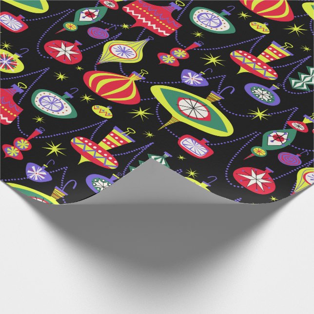 1950s Atomic Mid-Century Modern Christmas Wrapping Paper (Corner)