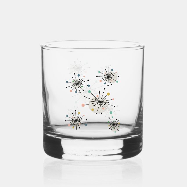 1950s Atomic Starburst Mid-century Modern Whiskey Glass (Front)