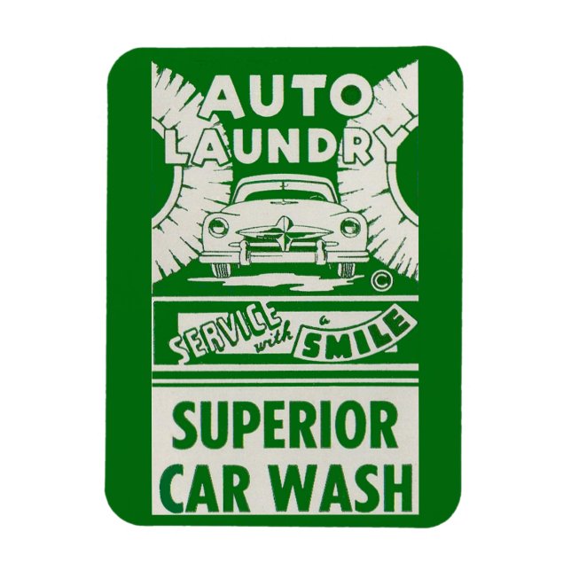 1950s Auto Laundry Car Wash ad Magnet (Vertical)