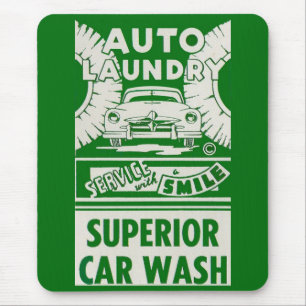 1950s Auto Laundry Car Wash ad Mouse Mat