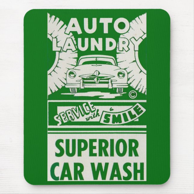 1950s Auto Laundry Car Wash ad Mouse Mat (Front)