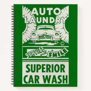 1950s Auto Laundry Car Wash ad print Notebook