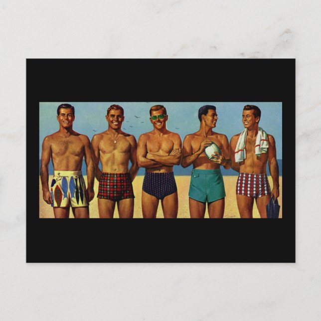 1950s Beach Dudes Postcard (Front)
