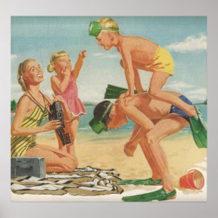 1950s Beach scene Poster
