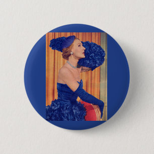 1950s beautiful in blue 6 cm round badge