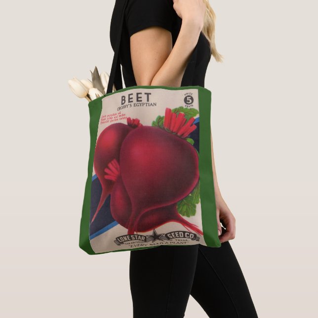 1950s beets seed packet print tote bag (Close Up)