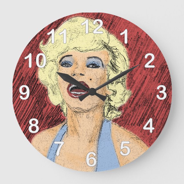 1950's Blonde in Blue Dress Large Clock (Front)