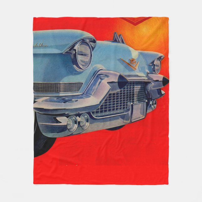 1950s blue Cadillac grille Fleece Blanket (Front)